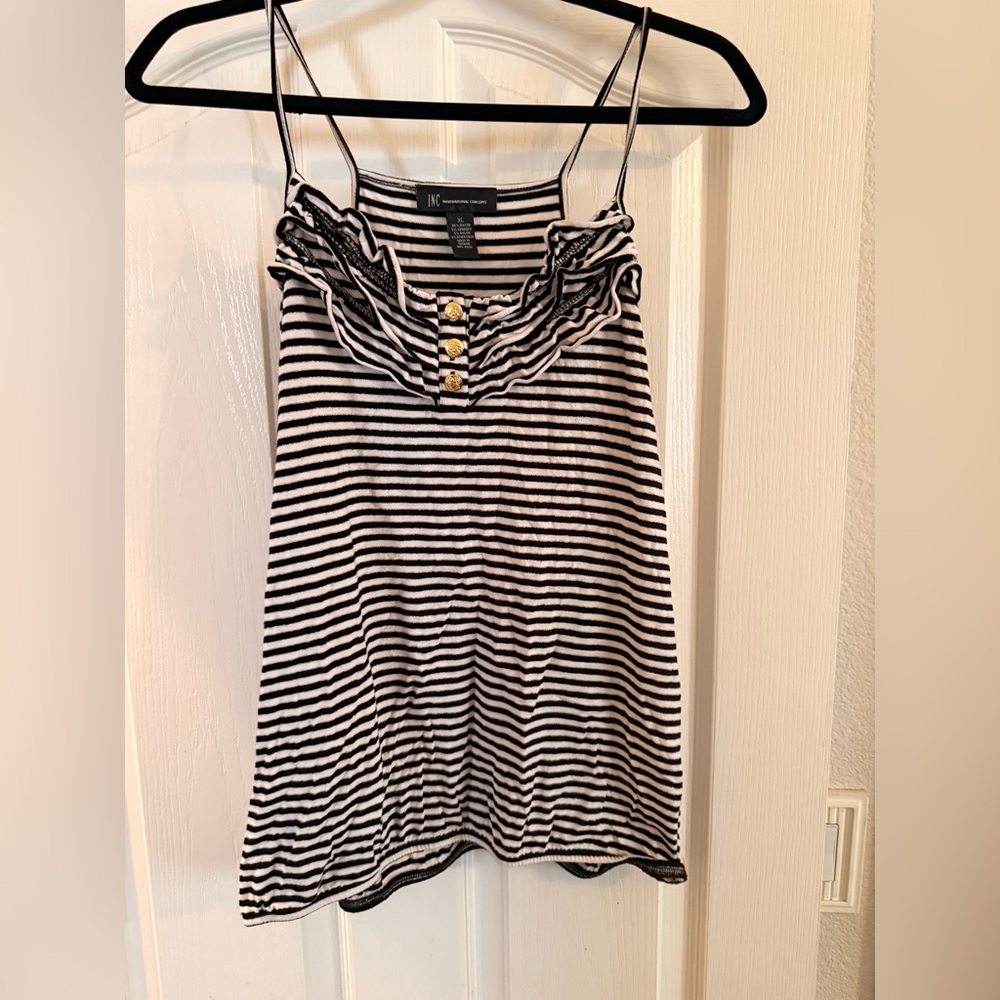 INC International Concepts Black and White Striped Tank Top